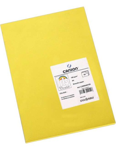 Canson Guarro Pacote de 50 Cartolinas Iris A4 de 185g - 21x29,7cm - Cor Amarelo Canário