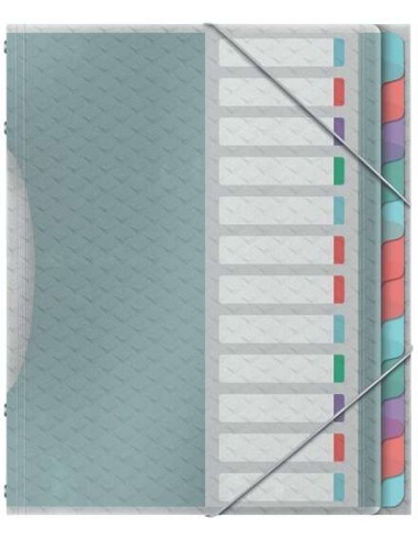 Esselte Colour'Breeze Classificador com 12 Separadores Multicoloridos - Para Formato A4 - 3 Abas na Contracapa - Polipropileno 