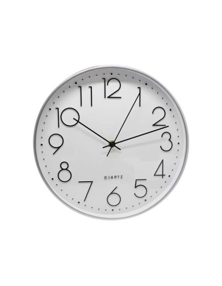 Bismark Relógio Escritório Prata - Moldura Plástica - Lente de Cristal - Ponteiros de Alumínio - Mostrador de PVC - Cor Prata