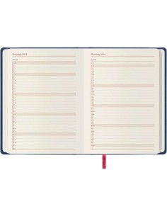 Dohe Manaos Agenda Anual - Dia Página - Capa em Couro Sintético - Fecho com Elástico - Sábado e Domingo na mesma Página - Taman 2