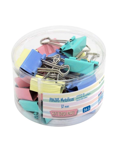 Dohe Lata com 24 Clipes Metálicos de 32mm - Cores Pastel Sortidas