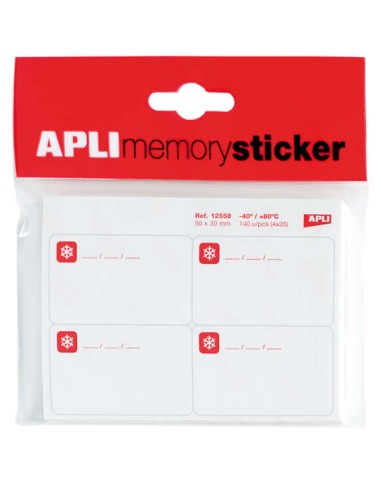 Apli Memory Sticker Pack de 140 Etiquetas Especial para Congelar 50x30mm - 35 Folhas x 4 Etiquetas - Cantos Arredondados - Ades
