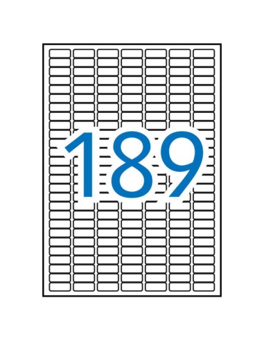 Apli Pack de 1.890 Etiquetas Retangulares 25,4x10mm - 10 Folhas de 189 Etiquetas - Adesivo Permanente - Cantos Arredondados - A