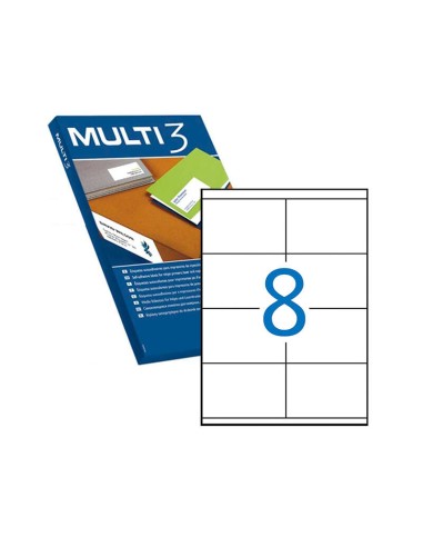 Multi3 Pacote de 800 Etiquetas Brancas Cantos Retos Tamanho 105,0X70,0mm com Adesivo Permanente para Múltiplos Usos