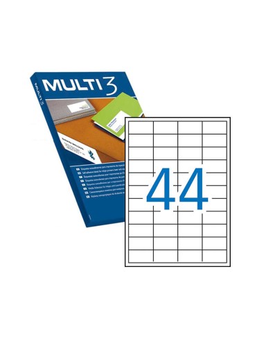 Multi3 Pacote de 4.400 Etiquetas Brancas Cantos Retos Tamanho 48,5X25,4mm com Adesivo Permanente para Múltiplos Usos