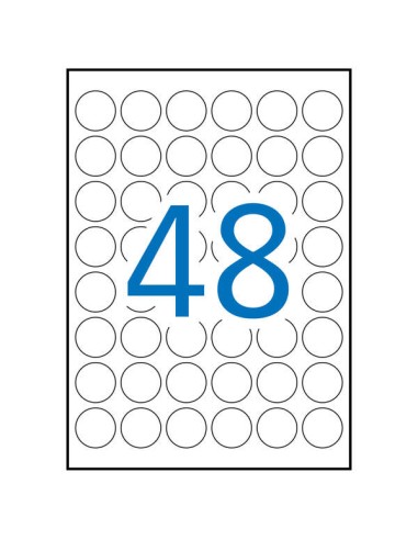 Apli Pack de 1.200 Etiquetas Redondas Ø 30mm - 25 Folhas com 48 Etiquetas - Adesivo Permanente - Cor Branco