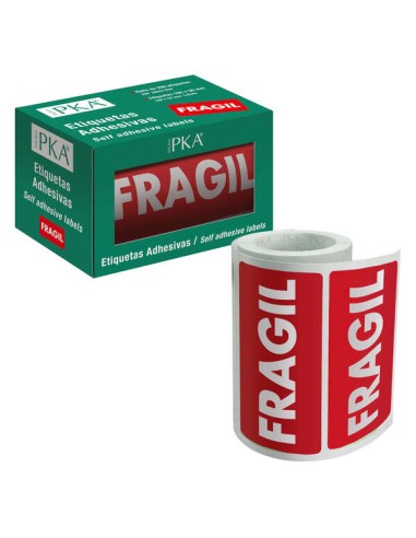 Dohe Rolo de 200 Etiquetas Adesivas Frágil - 100x50mm - Ideal para Expedição de Pacotes
