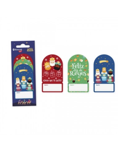 Bismark Pack de 6 Etiquetas Adesivas de Natal para Presentes - 3 Desenhos de Reis Magos - Espaço para Escrever