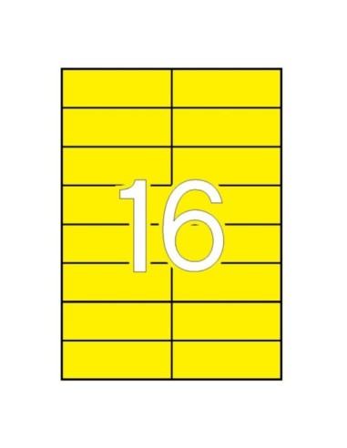 Apli Pack 1.600 Etiquetas 105x37mm - 100 Folhas com 16 Etiquetas - Adesivo Permanente - Cantos Retos - Cor Amarela
