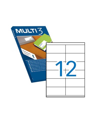 Multi3 Pack de 1.200 Etiquetas Brancas Cantos Retos Tamanho 105,0X48,0mm com Adesivo Permanente para Múltiplos Usos