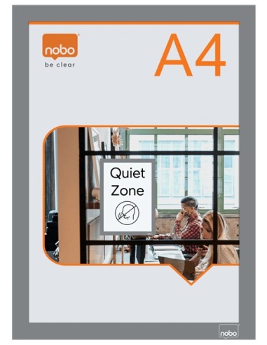Nobo Pack de 2 Molduras Autoadesivas Magnéticas em Formato A4 - Colocação em Vertical ou Horizontal - Moldura de Cor Prateada