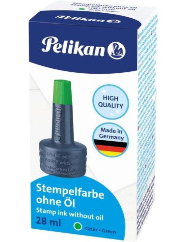 Pelikan Frasco de Tinta para Carimbos 28ml - Sem Óleo - Secagem Rápida - Resistente à Água - Cor Verde Intenso