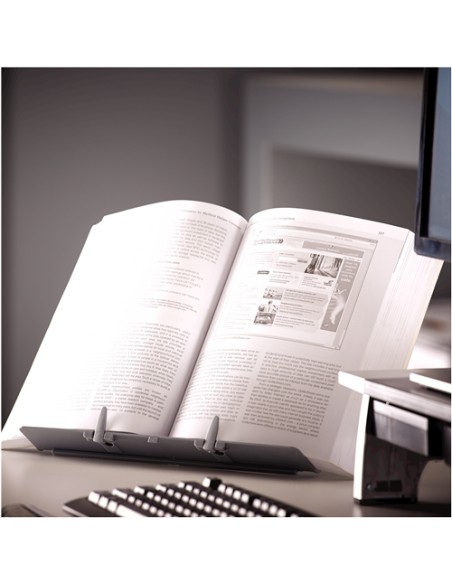 Fellowes Suporte Ajustável para Livros com Clipes - 9 Ajustes de Altura - Base Antiderrapante e Dobrável - Capacidade para 400 