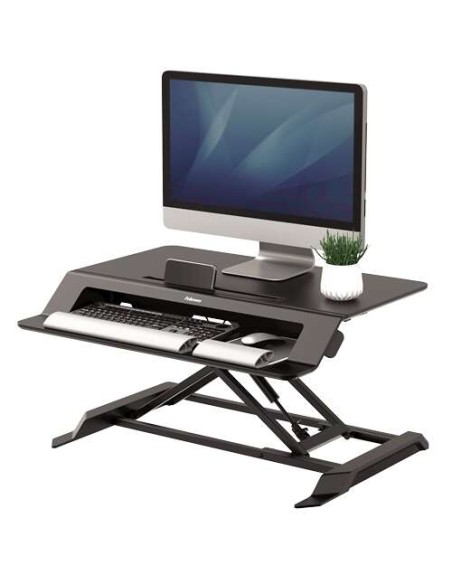 Fellowes Sit-Stand Lotus Estação de Trabalho - Sistema de Mola a Gás - Ampla Plataforma Superior - Plataforma Inferior para Rat