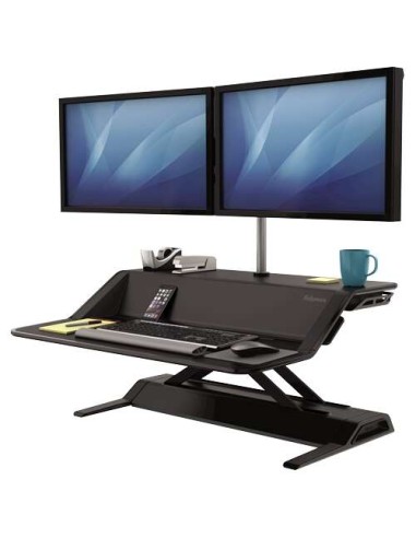 Fellowes Sit-Stand Lotus Estação de Trabalho - 22 Ajustes de Altura - Oferece Máxima Estabilidade - Duas Superfícies Amplas - C