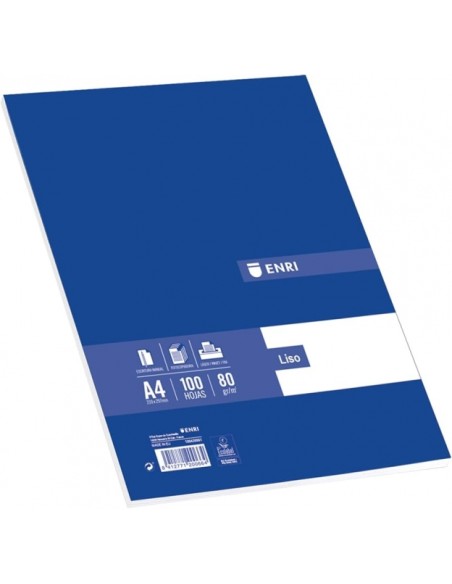 Enri Pacote de 100 Folhas A4 Liso - Papel de Alta Qualidade - Cor Branca