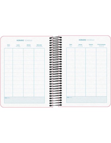 Agenda Escolar Espiral A6 Dohe Memory - Dia Página - Papel 70g/m2 - Capa de Polipropileno - Cor de Rosa