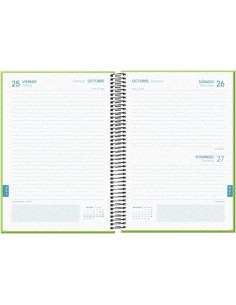 Dohe Tamgram Agenda Escolar Espiral A5 - Dia Página - Papel 70g/m2 - Capa de Cartão Plastificado - Cor Verde 2