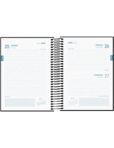 Dohe Elite Agenda Escolar Espiral A6 - Dia Página - Papel 70g/m2 - Capa de Cartão Plastificado - Fecho de Elástico - Cor Preta 2