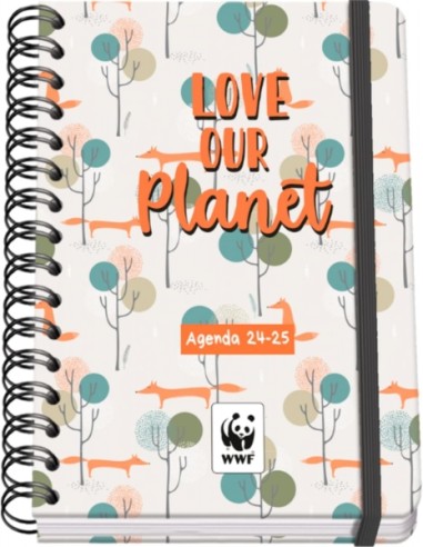 Dohe WWF Love our Planet Agenda Escolar Espiral Wire'o A5 - Semana Vista - Papel 80g/m2 - Capa de Cartão Plastificado - Fecho c