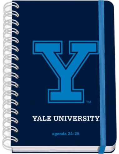 Agenda Escolar Espiral Wire'o YALE Navy A5 - Semana à Vista - Papel 80g/m2 - Capa de Cartão Plastificado - Fecho com Elástico -