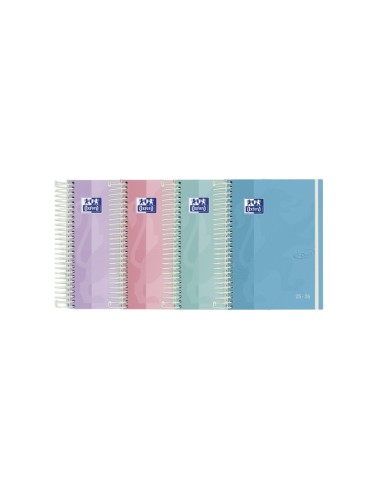 Oxford Touch Pastel Agenda Escolar 25/26 Espiral Dia Página - Tamanho 8º - Capa Dura Laminada Touch - Cantos Microperfurados - 