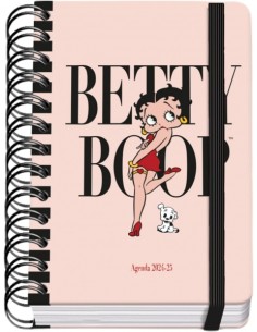 Dohe Betty Boop Agenda Escolar Espiral Wire'o A5 - Dia Página - Papel 80g/m2 - Capa de Cartão Plastificado - Fecho com Elástico