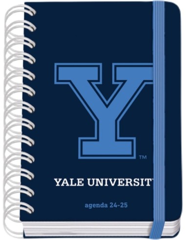 Agenda Escolar Espiral Wire'o YALE Navy A6 - Dia Página - Papel 80g/m² - Capa de Cartão Plastificado - Fecho com Elástico - Cor