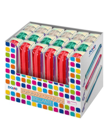 Dohe Expositor de 18 Porta-tudo Brilhantes Quadrados - Tamanho 21x5cm - Cores Sortidas