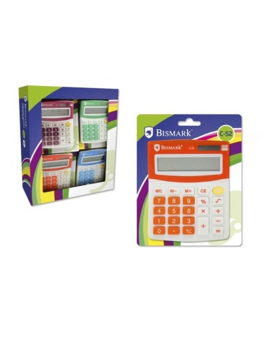 Calculadora Escolar Bismark C-52 de 8 Dígitos - Funções Básicas e Memória - Alimentação Solar e a Pilhas - Cores Sortidas Aleat