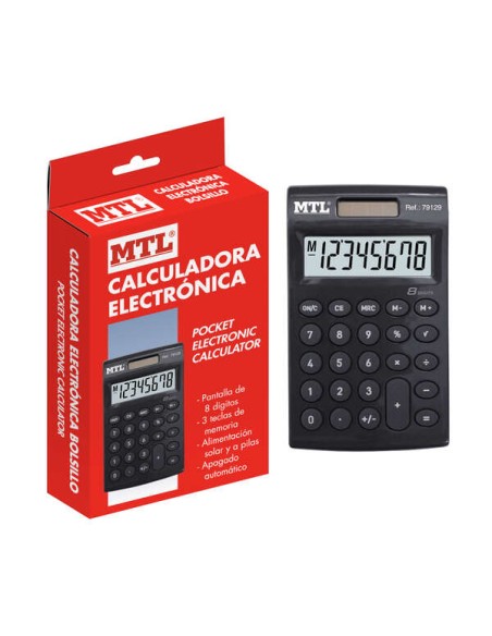 Calculadora Eletrônica de 8 Dígitos Dohe - Alimentação Solar e a Pilhas - 3 Teclas de Memória - Desligamento Automático - Forma