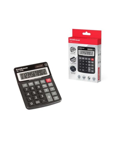 Calculadora Eletrônica de Mesa Erichkrause de 12 Dígitos - Tela LCD de 12 Dígitos - Funções de Cálculo Avançadas - Energia Sola