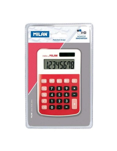 Calculadora Milan 8 Dígitos - Calculadora de mesa - 3 teclas de memória e raiz quadrada - Cor Vermelha