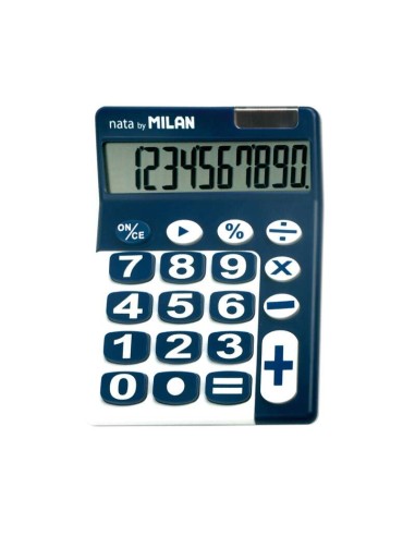 Calculadora de Mesa Milan 10 Dígitos - Teclas Grandes - Desligamento Automático - Cor Azul e Branco