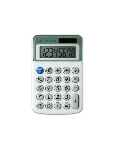 Calculadora de Mesa Milan 8 Dígitos - 3 Teclas de Memória e Raiz Quadrada - Desligamento Automático - Cor Branca