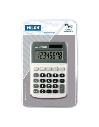 Calculadora Milan de 8 Dígitos - Calculadora de Mesa - 3 Teclas de Memória e Raiz Quadrada - Cor Cinza