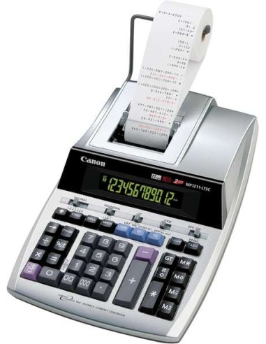 Canon MP1211-LTCS Calculadora de Impressão 12 Dígitos - Impressão em Preto e Vermelho - Tela LCD de 1 Linha - Design de Teclado