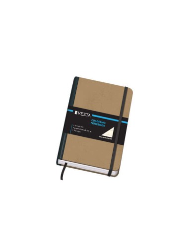 Caderno Cartonado com Pontas Arredondadas - 96 Folhas de Papel Amarelado de 80g - Capa em Três Peças com Lombo de Tecido - Fech