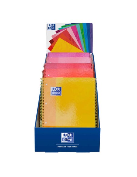 Oxford Europeanbook 1 Classic Expositor com 25 Cadernos Espiral A4+ 80 Folhas Quadriculado 5x5 Microperfurado - Capa Dura - Cor