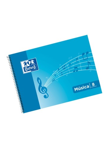 Oxford Caderno de Música Espiral Formato 4º Paisagem 20 Folhas - 8 Pentagramas Espaçamento de 2mm - Capa Mole - Cor Azul