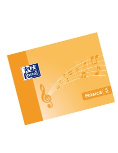 Oxford Caderno de Música Grampeado Formato A5 Horizontal 10 Folhas - 5 Pentagramas Espaçamento de 4mm - Capa Mole - Cor Laranja