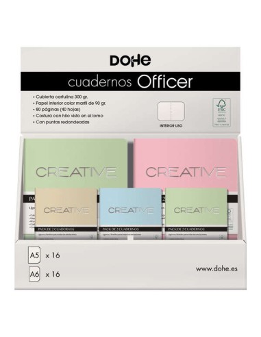 Dohe Expositor de Cadernos Officer - Tamanho A5 e A6 - Capa em Cartolina de 300g - Estampagem na Capa - Pontas Arredondadas - L