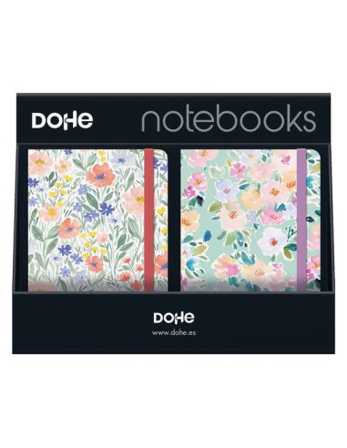 Dohe Expositor com 12 Notebooks A5 12x17cm - Inclui 3x Sunflower, 3x Kitty, 3x Summer e 3x Garden - Ideal para Tomar Notas, Des