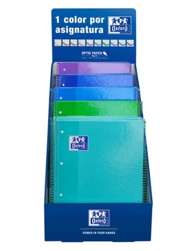 Oxford Europeanbook 1 Classic Expositor com 25 Cadernos Espiral A4+ 80 Folhas Quadriculado 5x5 Microperfurado - Capa Dura - Cor