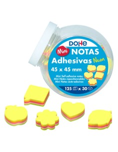 Dohe Expositor de 30 Mini Blocos de 125 Notas Adesivas - Tamanho 45x45mm - Formas Sortidas - Cores Néon Sortidas