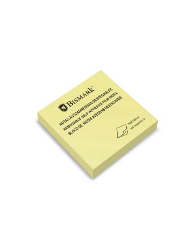 Bismark Bloco de 100 Notas Adesivas 76x76mm - Aderência Forte - Fácil de Usar - Cor Amarela