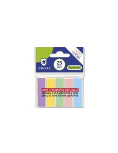 Bismark Pacote de 125 Índices Adesivos 45mm x 12mm - Cores Pastel Sortidas