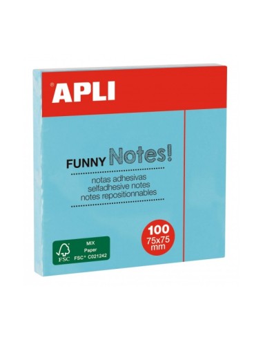 Bloco de Notas Adesivas Apli - 100 Folhas - Papel Certificado FSC - Adesivo à Base de Água - Reposicionáveis - Tamanho Clássico