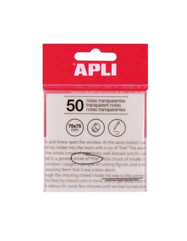 Bloco de 50 Notas Adesivas Transparentes 75x75mm - Para Anotar sem Perder a Visibilidade do Texto ou da Imagem - Resistentes à 