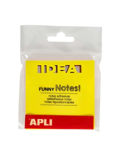 Apli Notas Adesivas Recortadas Ideia 75x75mm Bloco 75 Folhas - 3 Cores Sortidas Fluorescentes - Ideal para Organizar - Vibrante